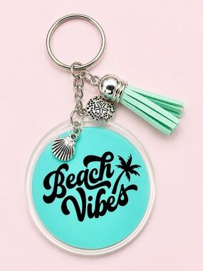 Beach Vibes Turquoise Keychain with Tassel